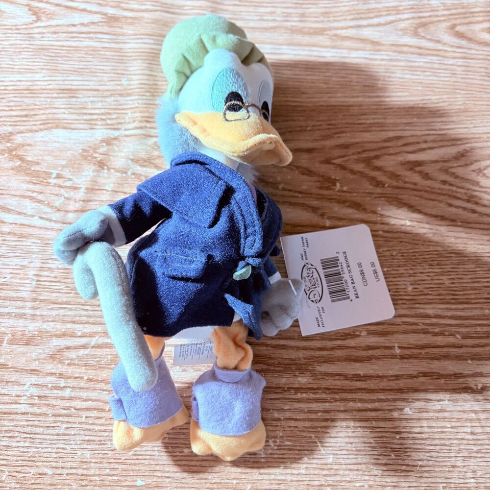 Disney Store Christmas Carol Ebenezer Scrooge McDuck Bean Bag Plush 10"